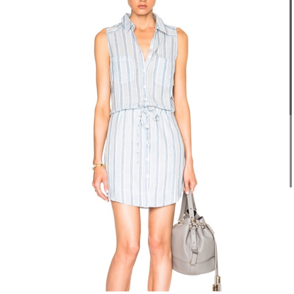 Paige Yvonne Striped Sleeveless Button Front Cotton Mini Shirtdress Size XS